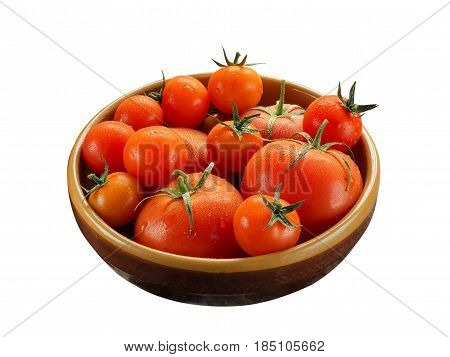 Bowl Full Of Tomato Vegetables And Isolated On White Background