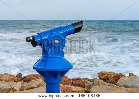 image of observation device on the seashore