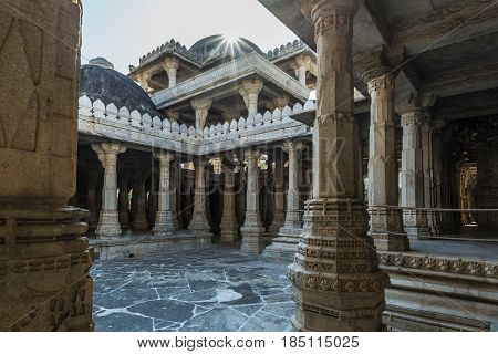 Ranakpur, India - February 2, 2017: Interior Of The Majestic Jainist Temple At Ranakpur, Rajasthan,