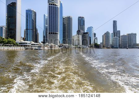 BRISBANE, AUSTRALIA - APRIL 29 2017: Brisbane Riverside, view from the river ferry.