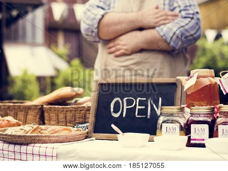 Patisserie Selling Bread and Homemade Jam at Food Stall
