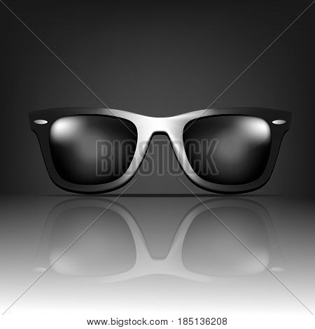 Sunglasses. vector illustration. glossy. vlack. summer. beach