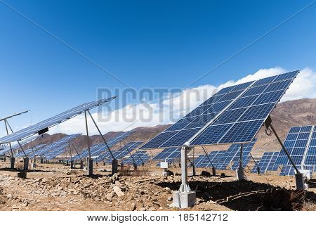photovoltaic power station on tibetan plateau solar energy development background