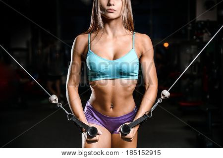 Sexy Pretty Fitness Girl Diet Training Chest Pumping Beautiful Breast.