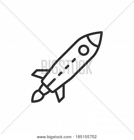 Rocket line icon outline vector sign linear style pictogram isolated on white. Startup symbol logo illustration. Editable stroke. Pixel perfect