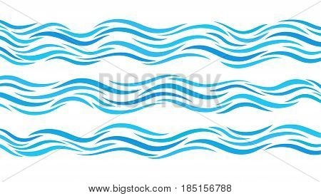 Blue transparent wave patterns. Set of elements water.