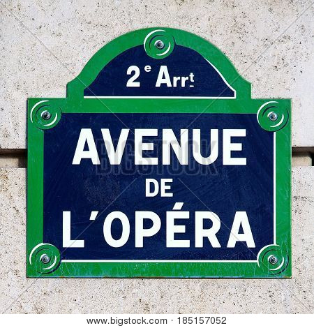 The Avenue De L`Opera, situated in the 2nd arrondissement of Paris, France. The famous Paris Opera House is situated here.