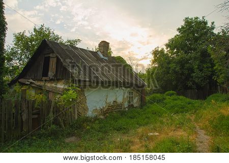 Forester's Cabin in the forest at evening
