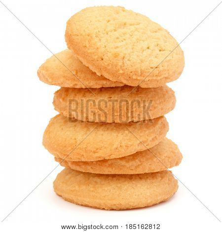 stacked short pastry cookies isolated on white background