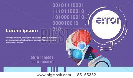 Artificial Intelligence Error Modern Robot Brain Technology Flat Vector Illustration