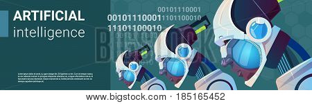 Artificial Intelligence Modern Robot Brain Technology Flat Vector Illustration