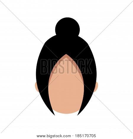 cartoon woman head faceless hair style vector illusrtation