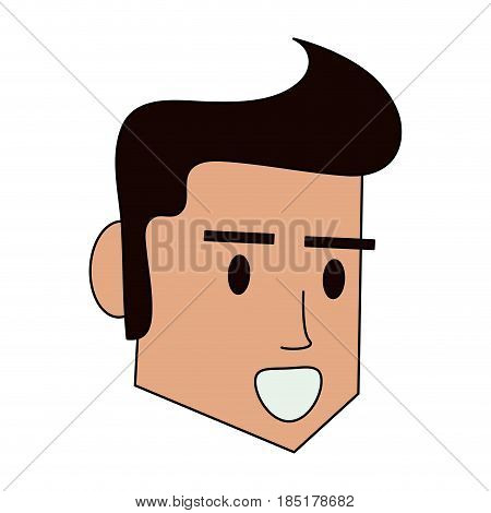 color image cartoon side face man with hairstyle vector illustration