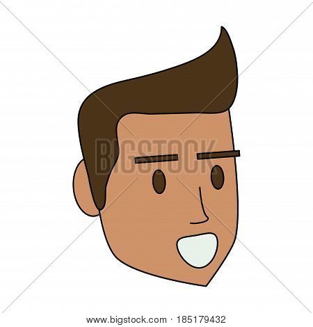 color image cartoon side view face man with hairstyle and smiling vector illustration