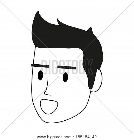color silhouette image cartoon side view face man with hairstyle and smiling vector illustration