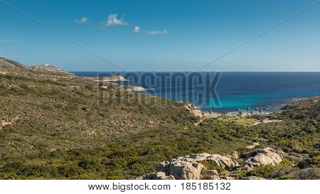 West Coast Of Corsica Towards Revellata Lighthouse Near Calvi