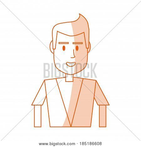 red silhouette shading image cartoon front view half body man with t-shirt vector illustration
