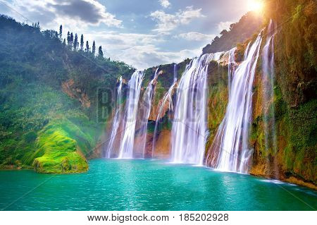 Jiulong Waterfall In Luoping, China.
