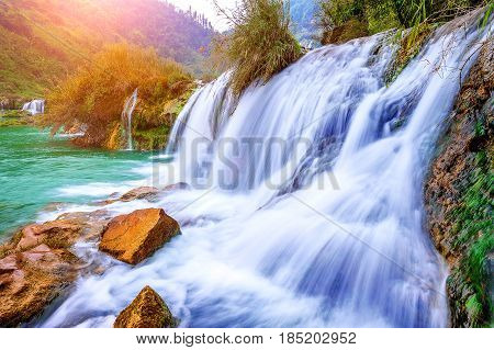 Jiulong Waterfall In Luoping, China.