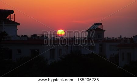 Magnificent Sunset with Spectacular Sky Colors on Hot Day