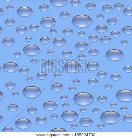 Blue Water Drop Seamless Pattern. Aqua Natural Background