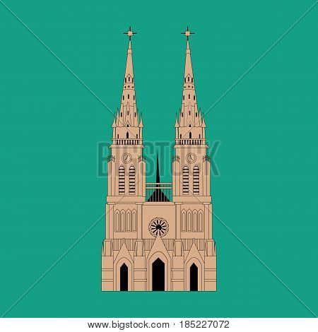Basilica of Our Lady of Lujan Argentina. Vector illustration