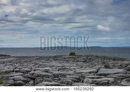 Panoramic view of the cliffs in Doolins Bay, The Burren, County Clare, Ireland