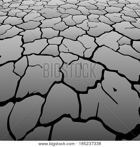 Gray gradient abstract background with black cracks