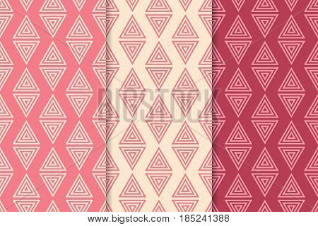 Geometric shape background. Triangle red seamless pattern. Vector illustration