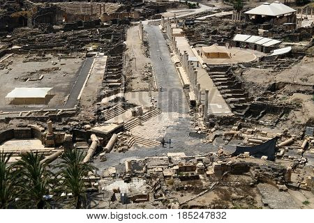 The ancient city of Beit She'an is located in the north of Israel in the Jordan Valley