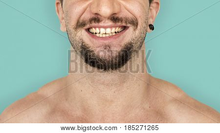 Adult man smiling studio portrait