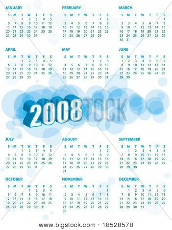 vettoriale calendario annuale 2008
