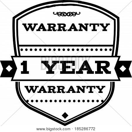 1 year warranty vintage grunge rubber stamp guarantee background
