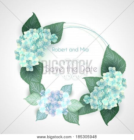 Summer Vintage Floral Wedding Card with Blooming Hydrangea