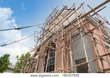 Bamboo Scaffolds for construction job. It's made us easy to climbing onto a parts of the building.