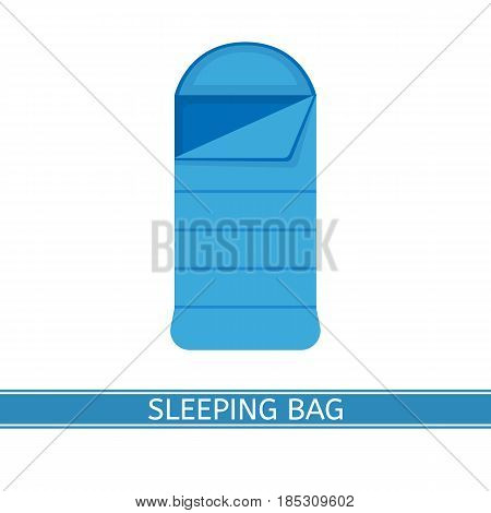 Vector illustration of sleeping bag. Camp bed icon in flat style isolated on white background.