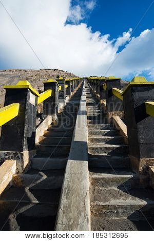 Strairway To Mount Bromo Volcanoes In Bromo Tengger Semeru National Park, East Java, Indonesia