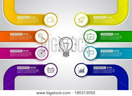 Infographics eight options with icons and Information text. Abstract business concept with 8 options or steps.