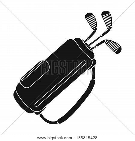 A bag with golf clubs.Golf club single icon in black style vector symbol stock illustration .