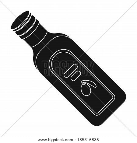 A bottle of olive oil.Olives single icon in black style vector symbol stock illustration .