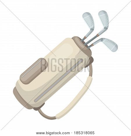 A bag with golf clubs.Golf club single icon in cartoon style vector symbol stock illustration .