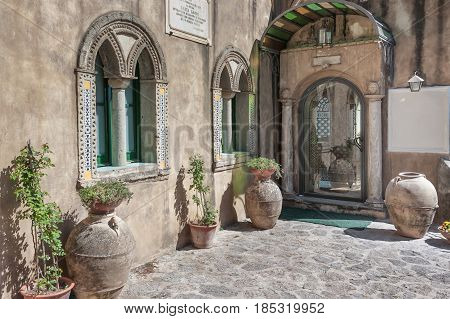 Detail of Villa Cimbrone located in the center of Ravello in the Amalfi Coast Salerno Italy to understand a concept of architecture and tourism