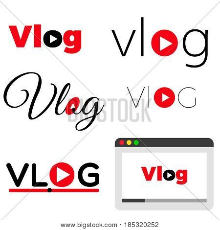 Vlog illustration video blogging concept set translation live video