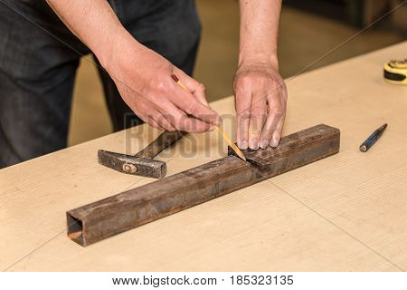 Man Working And Use A Pencil
