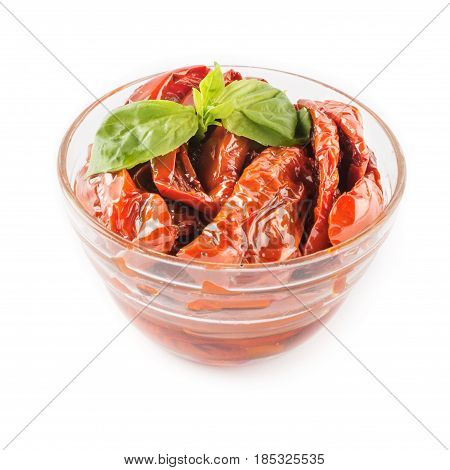 Italian Appetizer - Sundried Tomato In Bowl On The White Background