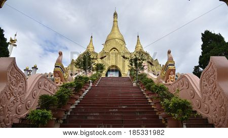 Golden pagoda famous places land mark in Mong La Myanmar's Sin City shan state myanmar. Nearly china ishuangbanna SibsongbannaSipsong Panna