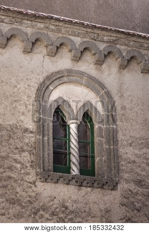 Gothic window in villa cimbrone to mean an architectural concept