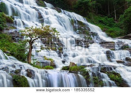 Big natural water fall from a mountain in Chiang Mai ,Thailand.