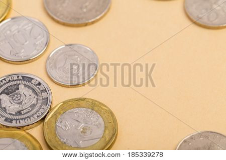 Big pile of Singapore coin high angle