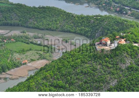 Church of assumption on the hill in Ovcar and Kablar gorge. Monastery of st assumption